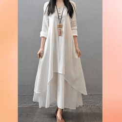 Layered Kurti In White Color in Cotton Fabric